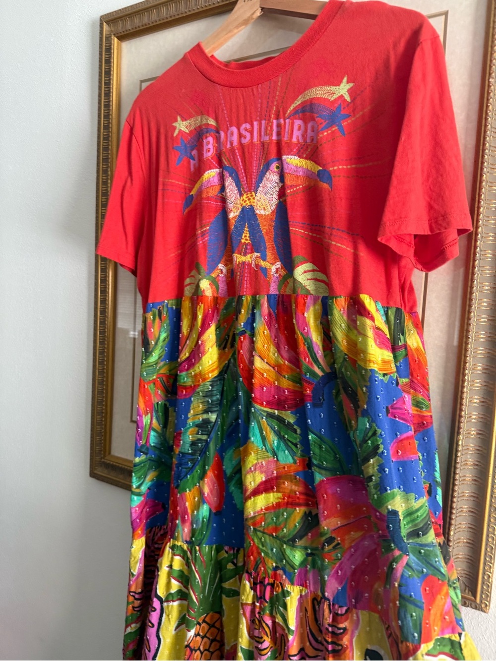 FARM Rio Red Tropical Toucan Midi Dress